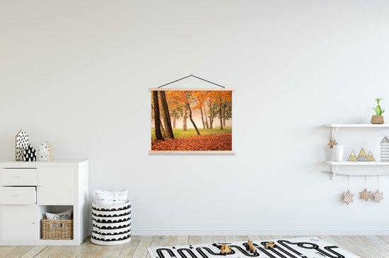 Porte-affiche avec affiche - Affiche scolaire - Feuilles - Automne - Forêt - 60x45 cm - lattes vierges