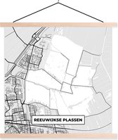 Posterhanger incl. Poster 40x40 cm - Schoolplaat - Nederland - Reeuwijkse Plassen - Kaart - Stadskaart - Plattegrond - Textielposter - Blanke latten - Plattegrond