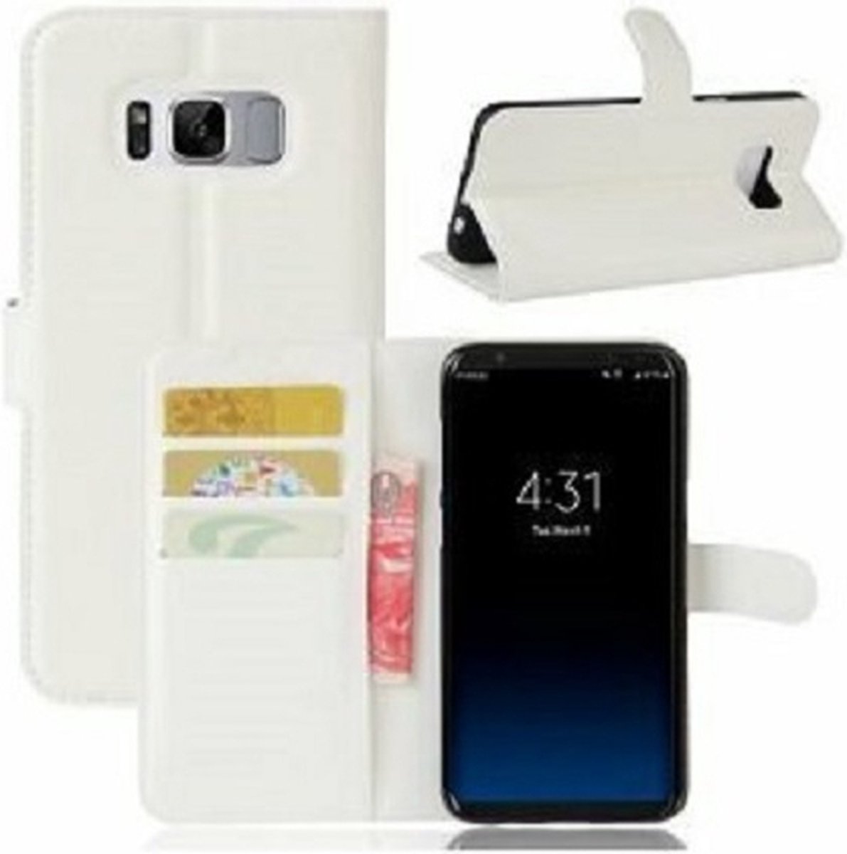 Samsung S8 Hoesje Met Pasjeshouder Bookcase Wit