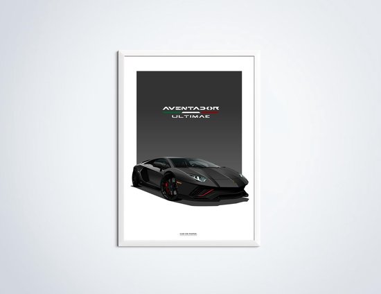 Lamborghini Aventador Ultimae Affiche Gris Foncé - Affiche Voiture 70 x 50 cm | Chambre des enfants | Chambre à coucher | Bureau