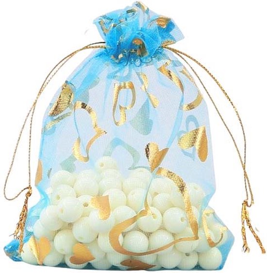 Fako Bijoux® - Organza Zakjes - 10x15cm - Babyblauw - 50 Stuks