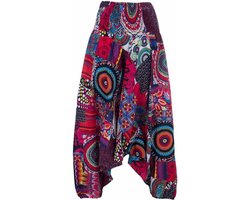 Harem broek 3 in 1 bedrukt Happy Patch Vintage katoenen harem broek voor dames yoga broek