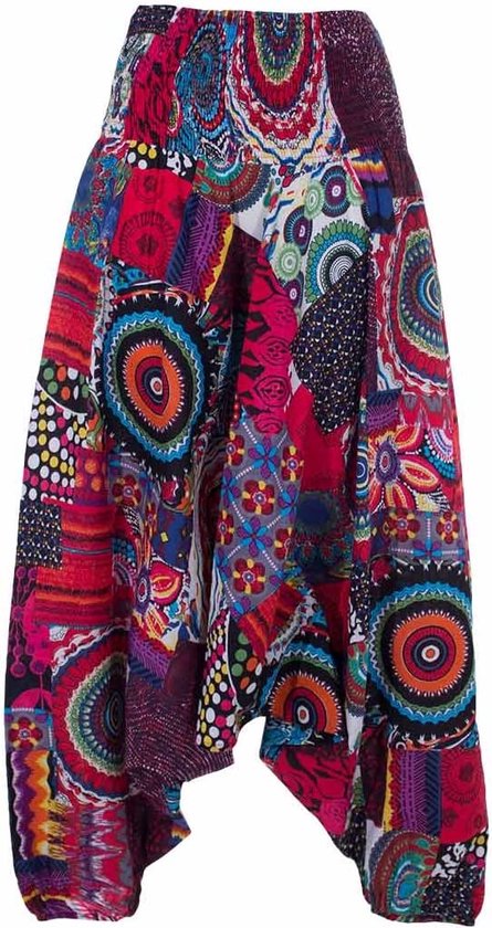 Harem broek 3 in 1 bedrukt Happy Patch Vintage katoenen harem broek voor dames yoga broek