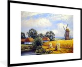 Cadre photo avec affiche - Peinture - Ferme - Moulin - Peinture à l'huile - 120x80 cm - Cadre pour affiche