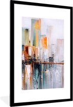 Fotolijst incl. Poster - Olieverf - Schilderij - Skyline - Abstract - 60x90 cm - Posterlijst