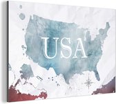 Wanddecoratie Metaal - Aluminium Schilderij Industrieel - Wereldkaart - Verenigde Staten - Olieverf - 90x60 cm - Dibond - Foto op aluminium - Industriële muurdecoratie - Voor de woonkamer/slaapkamer