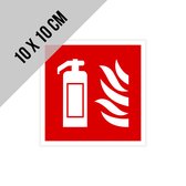 Icône Polystyrène | Extincteur d'incendie | 10 x 10 cm | Plaque de porte | Pictogramme d'urgence | Feu | Pointeurs | Un bâtiment public | Guider | 2 pièces