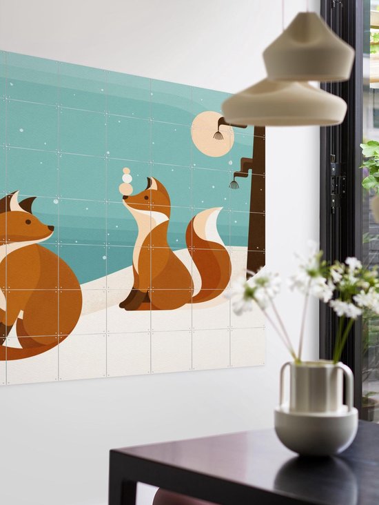 IXXI Vosjes, Elke Uijtewaal - 100 x 80 cm - Outil d'accrochage gratuit - Grande décoration murale et affiches - Illustrations, Digital Art, Ludique, Coloré