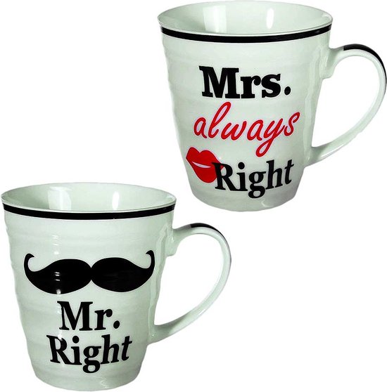 Mr. & Mrs. Right bekers - Beker - 2 Stuks