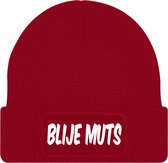 BLIJE MUTS muts - Zwart met geel - Beanie - One Size - Uniseks - Grappige teksten | Designs - Kwoot - Wintersport - Aprés ski muts - Ik ben vandaag zo vrolijk