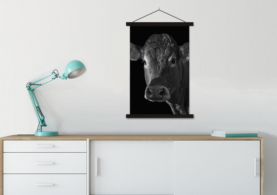 Porte-affiche avec affiche - Affiche scolaire - Vache - Animaux - Zwart - Wit - Portrait - 60x90 cm - Lattes noires