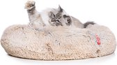 Snoozle Kattenmand - Zacht en Luxe Poezenmand - Kattenmandje rond - Wasbaar - 80cm - Creme bruin
