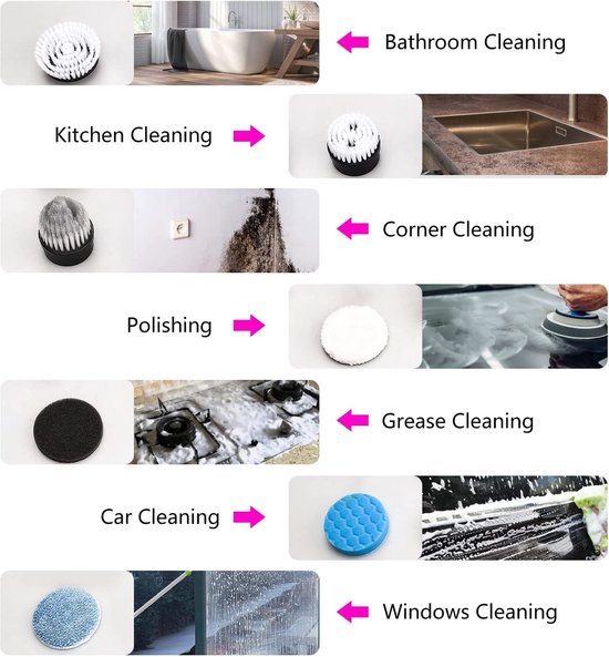 Igoods Polijstmachine - Polijstset - Elektrische Schoonmaakborstel - Schrobber - 7 Borstels - 25W