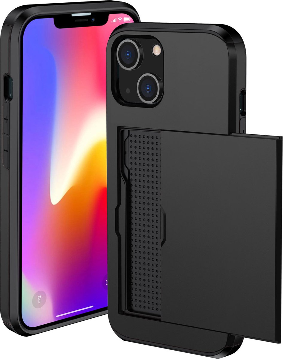 iPhone 14 Hoesje Ruimte voor 2 pasjes iMoshion Backcover met pasjeshouder Zwart