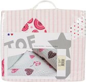 Sprei - extra warme deken bed - hartjes strepen - meisjes roze - 130 x 150 cm