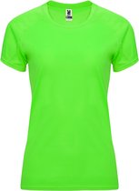 Fluorescent Groen dames sportshirt korte mouwen Bahrain merk Roly maat M