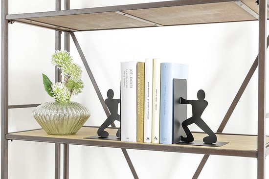 2 stuks 2 stijlen zwart metalen kat boekensteunen schattige