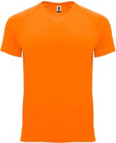 Fluorescent Oranje unisex sportshirt korte mouwen Bahrain merk Roly maat M