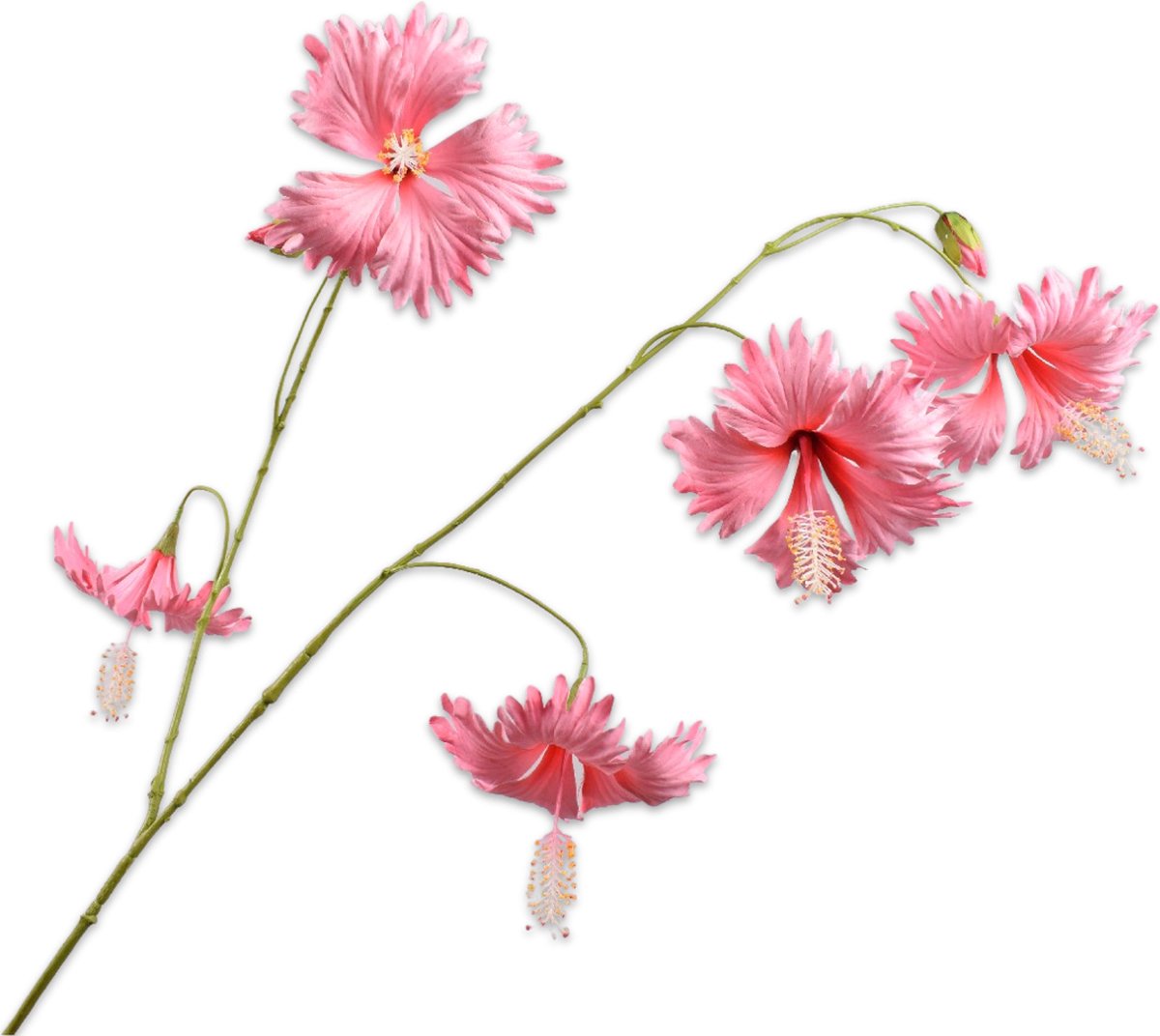 Silk-ka Zijden Bloem-Kunstbloem Hibiscus Tak Roze 111 cm