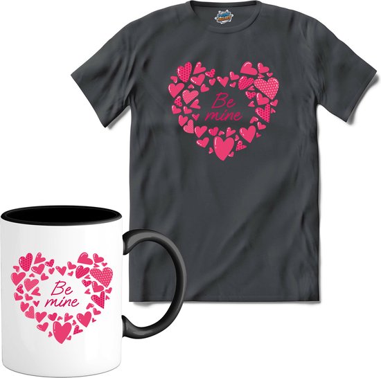 Be Mine | Valentijn - Valentijnsdag - Cadeau - Kado - T-Shirt met mok - Unisex - Mouse Grey - Maat L