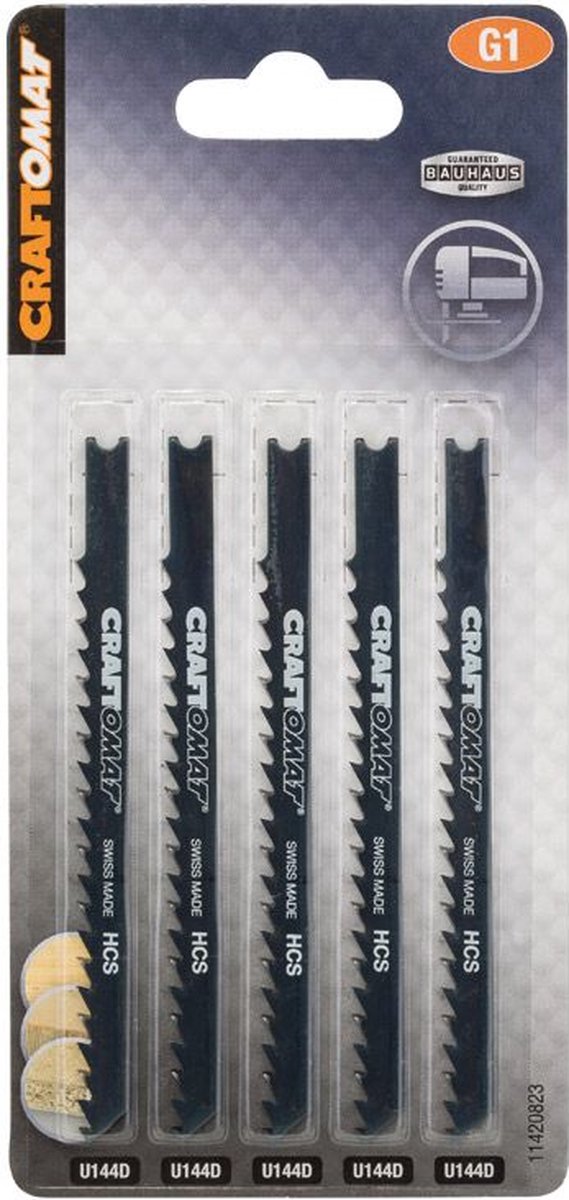 CRAFTOMAT decoupeerzaagblad U 144 D - Zachthout, meubel- en spaanplaat - U schacht - 5 stuks