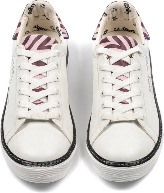 GOBY - Kitty - Baskets pour femmes - Sneaker - Sneaker Femme - Baskets Femme - Haute Qualité - Fait Main - Imprimé Chat - Taille 38