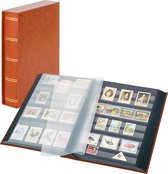 Lindner 1169SK Postzegelalbum incl. Cassette – Bruin - groot formaat – 30/60 blz. zwarte bladen - luxe – gewatteerd Postzegels - insteekalbum - insteek - compact – stockboek