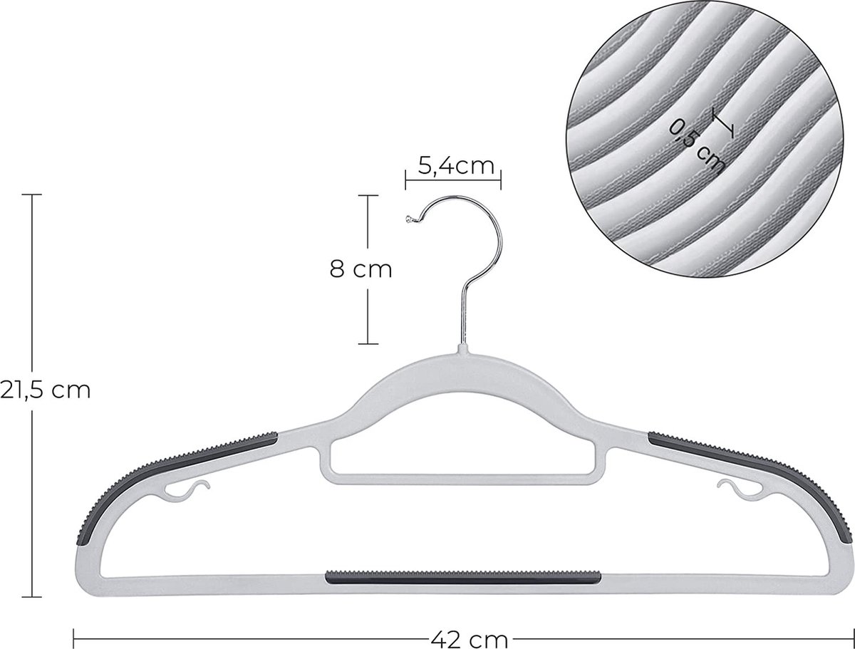 SONGMICS broekhanger, set van 12, kleerhanger, goed draagvermogen, met