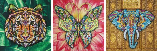 DPHERO 5D DIY Tijger Diamond Painting, DIY Borduurwerk Bloemen Diamant Schilderij Volledige Kit, Dromenland Diamant Schilderij Kits Kruissteek Schilderij voor Volwassenen Beginners 30x40 cm