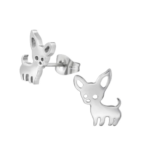 Oorstekers - oorbellen - hond - Chihuahua - chirurgisch rvs - zilverkleurig - 11 mm