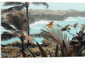 WallClassics - Panneau en mousse PVC - Grands Palmiers avec Plantes au bord de l' Water - Photo 75x50 cm sur panneau en mousse PVC (avec système d'accrochage)