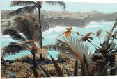 WallClassics - Panneau en mousse PVC - Grands Palmiers avec Plantes au bord de l' Water - Photo 120x80 cm sur panneau en mousse PVC (avec système d'accrochage)