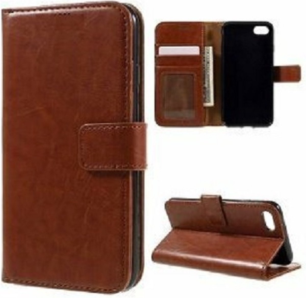 iPhone 7 PLUS Portemonnee Bookcase Hoesje Bruin