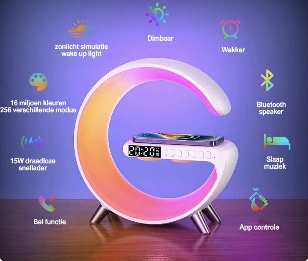 EMAR Wake up light - Avec chargeur sans fil - Enceinte Bluetooth -  Fonctionne avec | bol