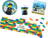 Lego City - Feestpakket - Feestartikelen - Kinderfeest - 8 Kinderen - Tafelkleed - Bekers - Servetten - Bordjes