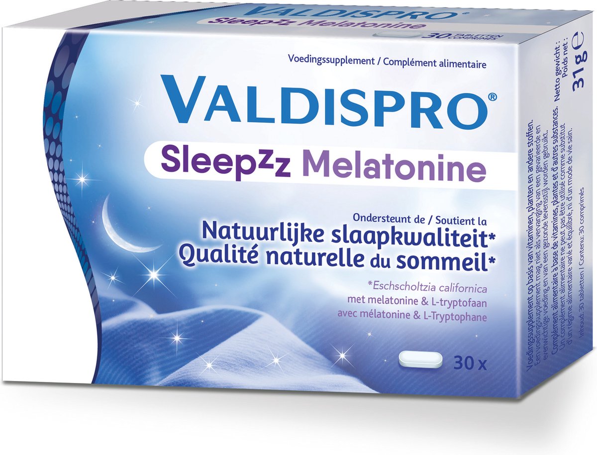 Goedkoopste VALDISPRO Sleepzz Melatonine 30 tabletten - Voedingssupplement natuurlijke slaapkwaliteit