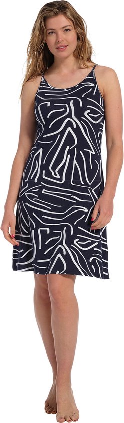 Ekouaer Dames nachthemd korte mouwen nachtkleding pyjama V-hals zachte jurk S-3XL, Blauw, S