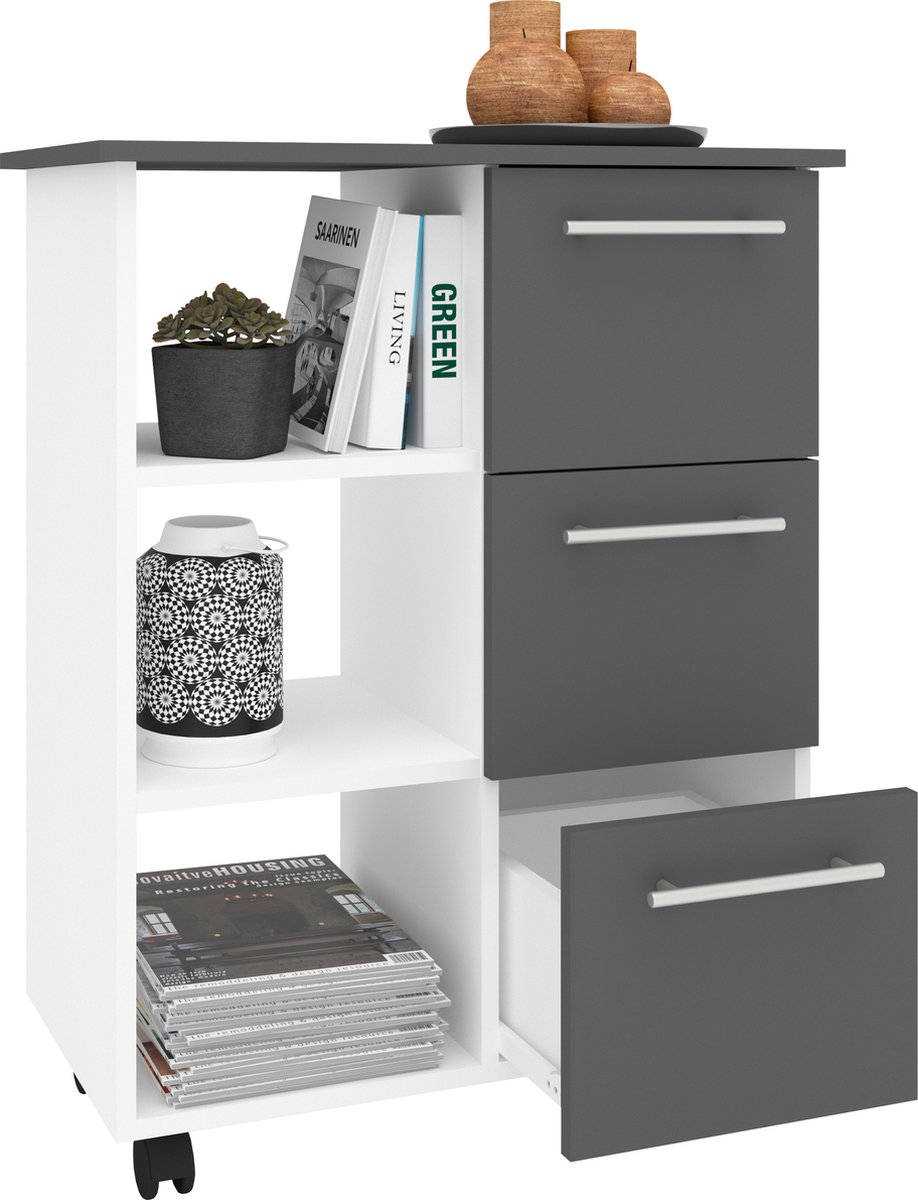 Vcm - Keukenmeubels Serveerwagen - Esilo H. 85 X B. 68 X T. 38 Cm Houtmateriaal