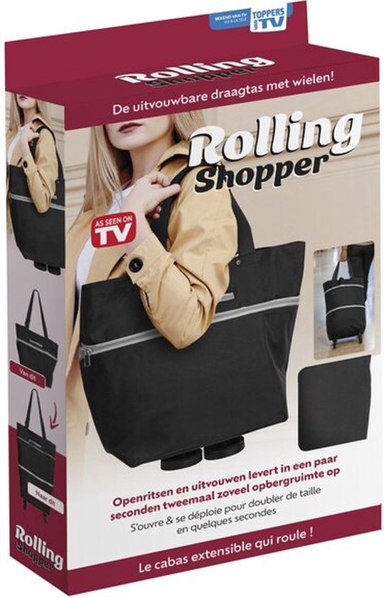 Rolling Shopper Tas - Twee tassen in één - Zwart