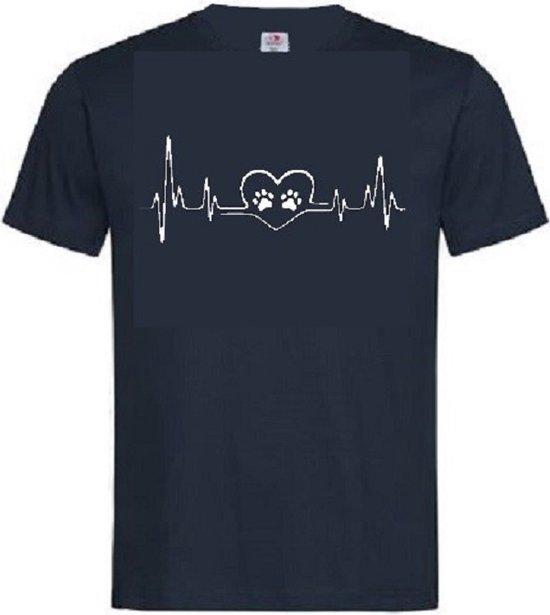 Foto: Grappig t shirt hartslag heartbeat dierenpootjes pootjes dierenliefde dierenliefhebber dieren maat 5xl