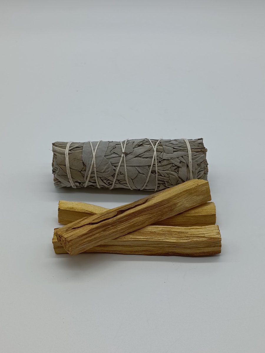 Reinig je huis pakket M - Smudge - Witte salie - Palo Santo - Sage- Wierook – TEEX.NL – Nederlandse gebruiksaanwijzing – White sage — cadeau in Cadeau-ideeën - foto 2