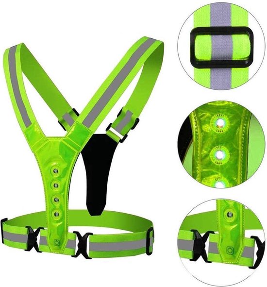 *** 2x Gilet de course réfléchissant avec éclairage LED - Gilet de sécurité avec Siècle des Lumières - Visible - de Heble® ***