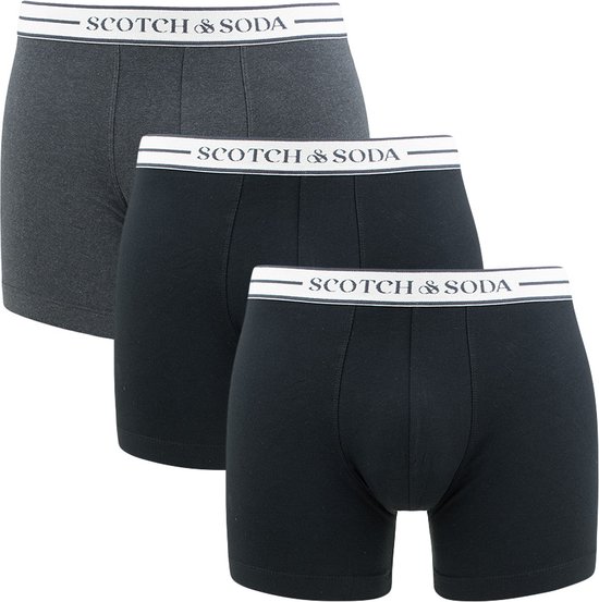 Scotch & Soda 3P boxers basic large logo zwart & grijs - M | bol.com