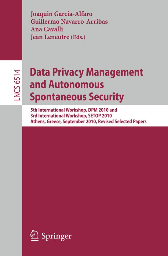 Data Privacy Management and Autonomous Spontaneous Security - cover