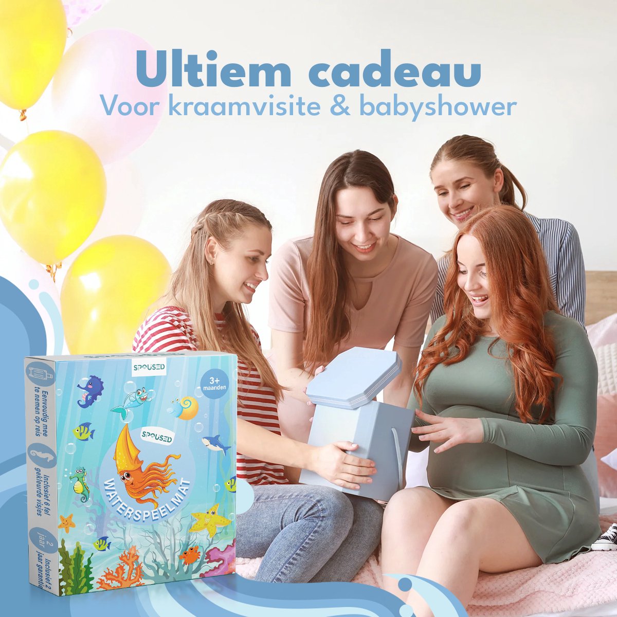 Spoused Waterspeelmat - Watermat - Speelmat baby - Speelkleed baby - Tummy Time - Luxe Geschenkdoos — afbeelding 6