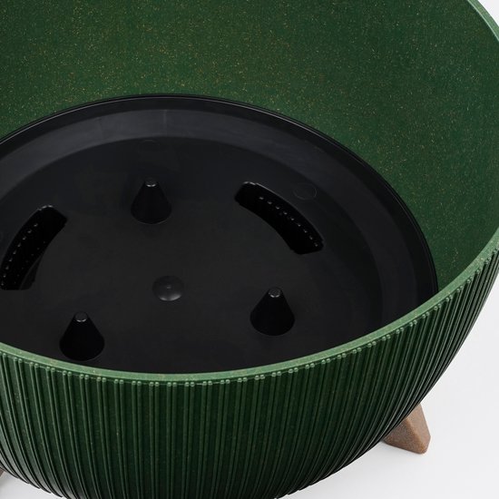 Mica Decorations Doppio Bloempot op Poten - H21 x Ø40 cm - Polypropyleen - FSC Mix - Groen