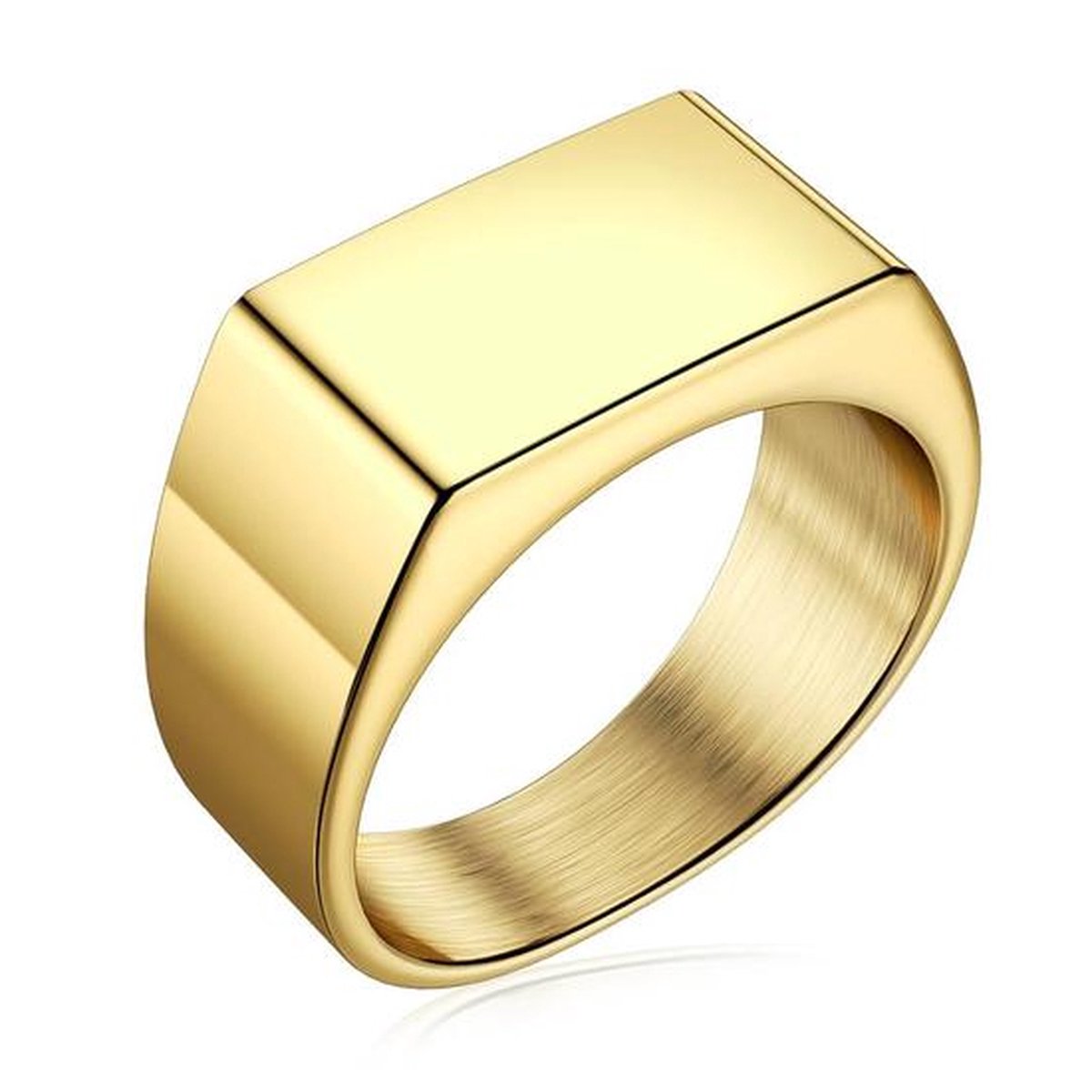 Zegelring Goud RVS Staal - (Maat 65 - 21 mm - 20.6 mm) - Ring Heren / Dames - Zegelring Mannen / Vrouwen - Viking Ring - Biker Ring - Ring Heren Staal Roestvrij Staal RVS Goudkleurig