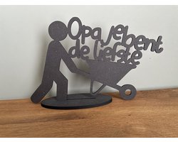 Opa cadeau - Verjaardagscadeau voor de liefste opa - Zwart figuur met tekst