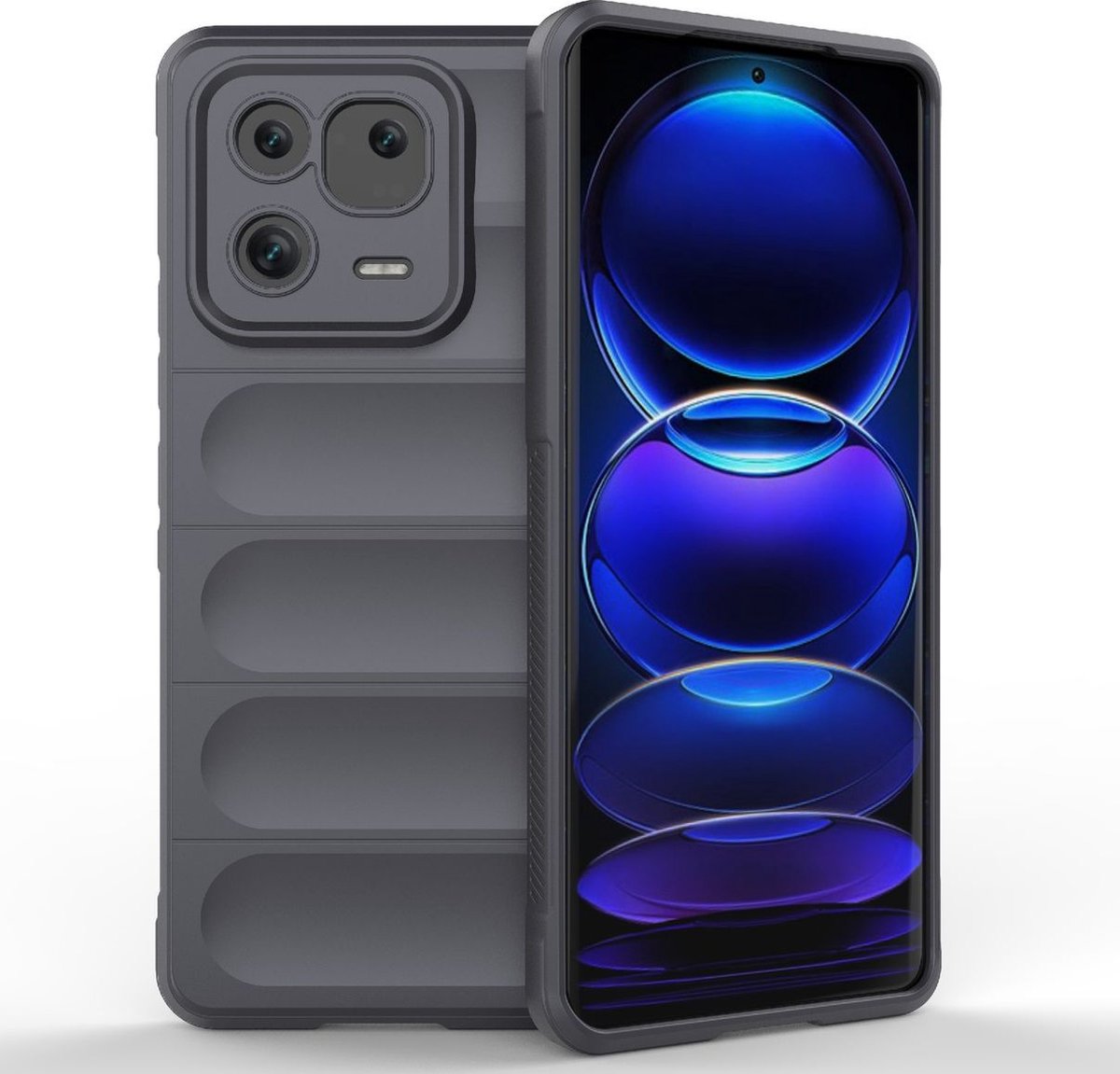 Mobigear Hoesje geschikt voor Xiaomi 13 Pro Telefoonhoesje Flexibel TPU | Mobigear Bumpy Backcover | 13 Pro Case | Back Cover - Charcoal