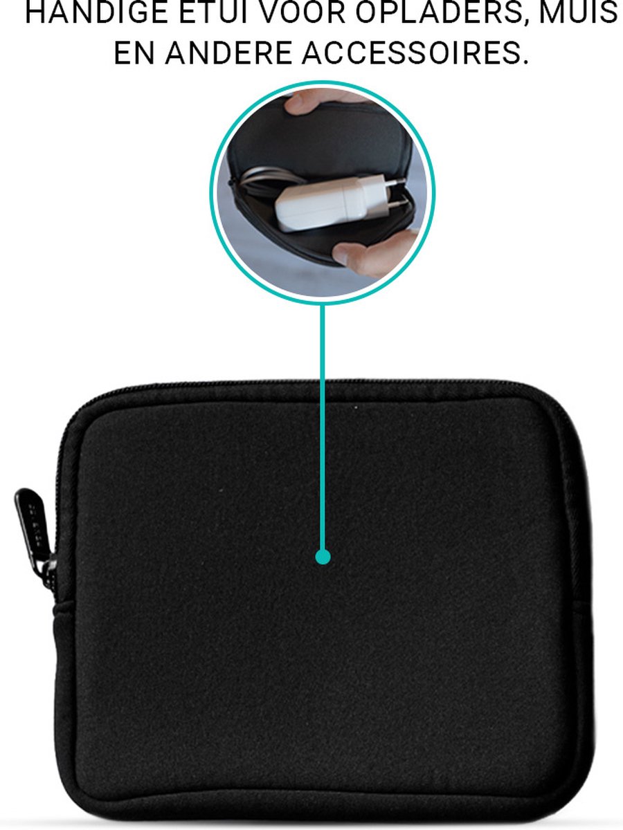Coverzs 10 inch laptop accessoire etui geschikt voor muis, pennen, oplader en meer (zwart) - premium neopreen hoes met zachte binnenkant - waterbestendig en schokabsorberend - 10 inch — afbeelding 5